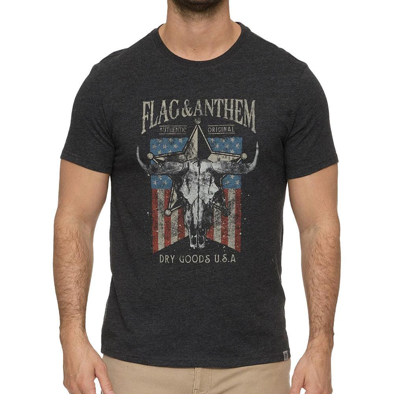Men's Americana Bull Skull Badge Tee Shirt