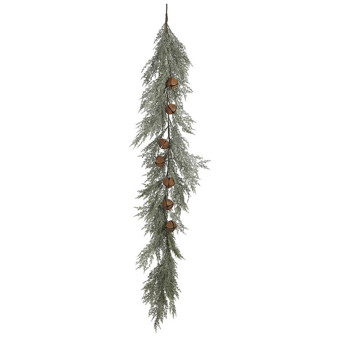 Faux Cedar Garland with Rust Metal Bells