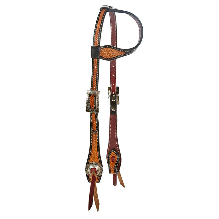 Basket Stamp with Black Edge Single Ear Headstall