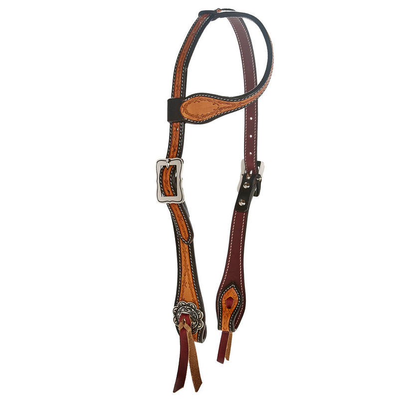 Black Edge with Barbwire Single Ear Headstall