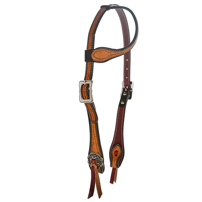 Black Edge with Barbwire Single Ear Headstall