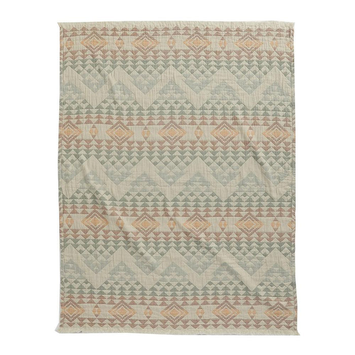 Aqua Highland Peak Fringed Throw