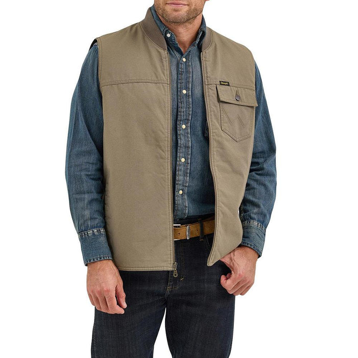 Men's Bungee Cord Taupe Lined Vest