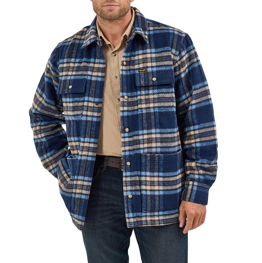 Wrangler Men's Navy Plaid Lined Shirt Jacket — NRS