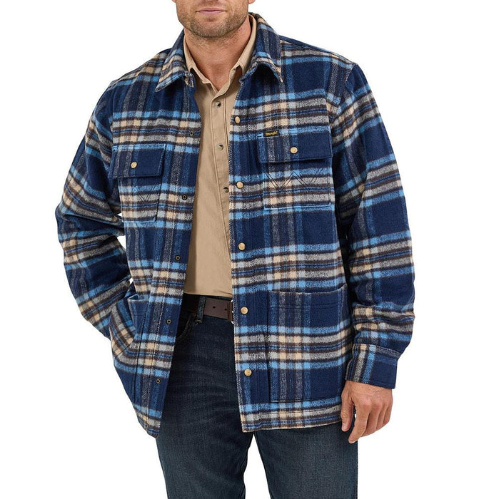 Men's Navy Plaid Lined Shirt Jacket