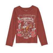Girl's Burgundy Long Sleeve Long Live Cowgirls Tee Shirt