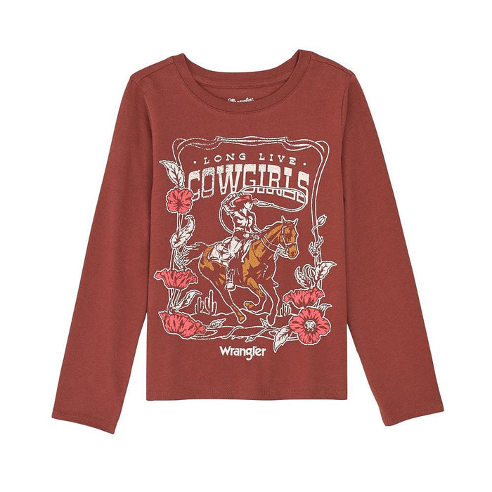 Girl's Burgundy Long Sleeve Long Live Cowgirls Tee Shirt