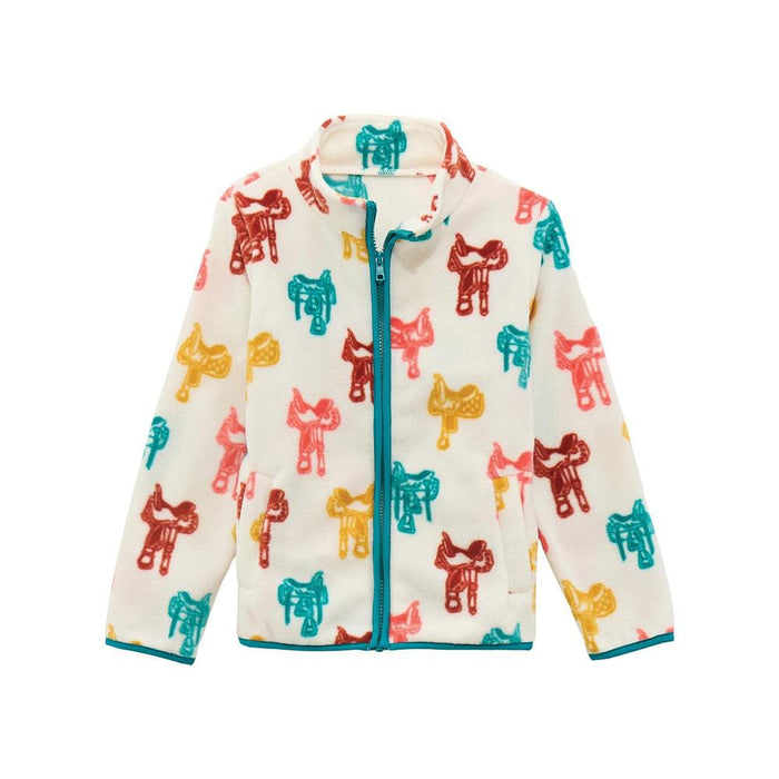 Girl's White Fleece Zip Jacket