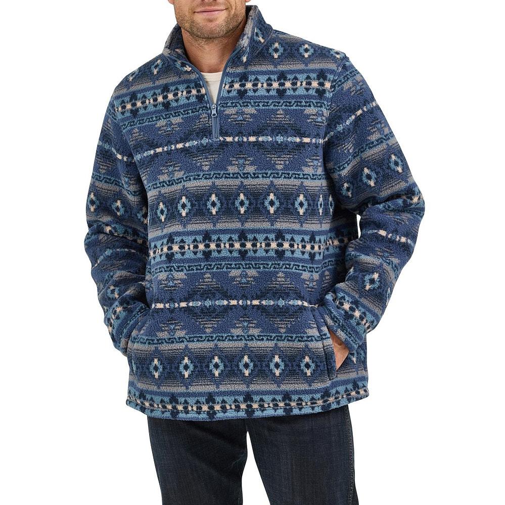 Wrangler Men's Vintage Indigo Sherpa 1/4 Zip Pullover