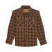 Boy's Retro Brown Plaid Snap Shirt