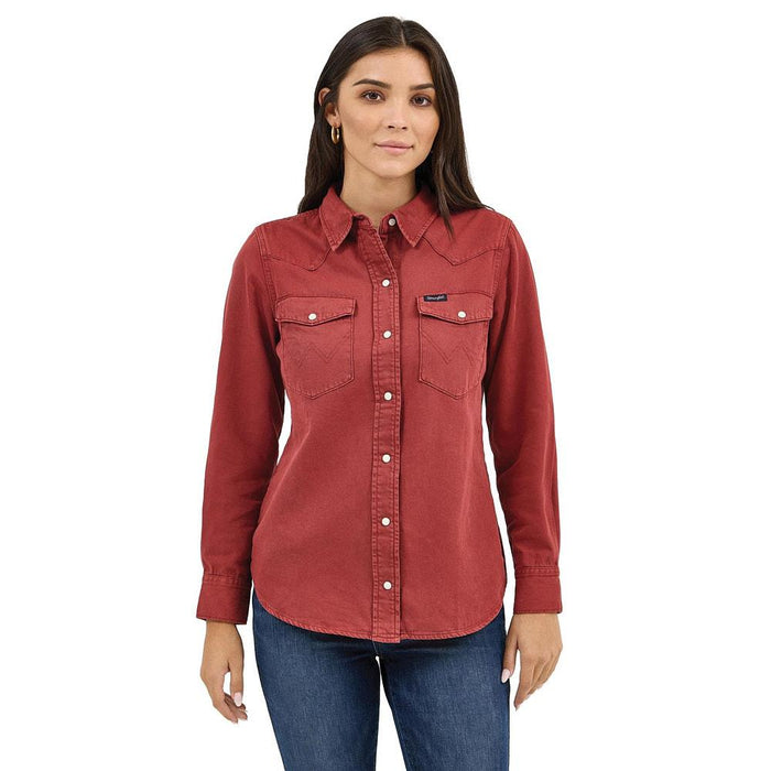 Women's Retro Burgundy Snap Shirt