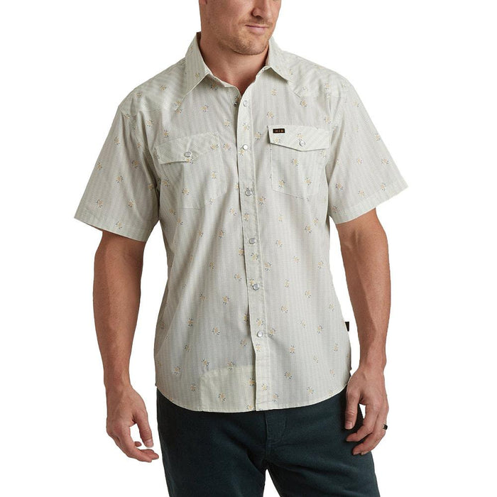 Men's Vintage Grid Floral White Shirt