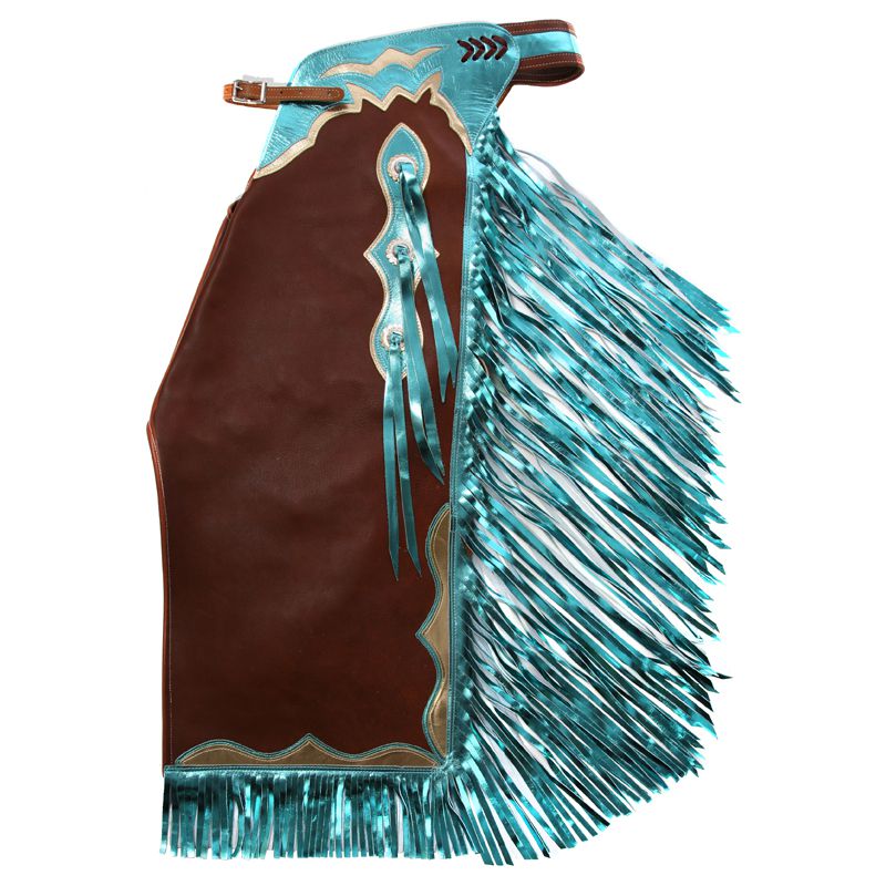 Turquoise & Gold Chaps | Buy Turquoise & Gold Rodeo Chaps With Metallic ...