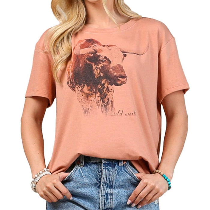 Women's Rust Cow Print Tee Shirt