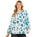 Women's Ivory Turquoise Jewelry Print Top
