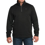 Men's 1/4 Zip Black Pullover Sweater