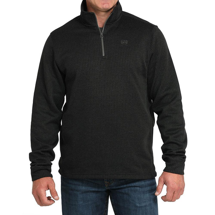 Men's 1/4 Zip Black Pullover Sweater