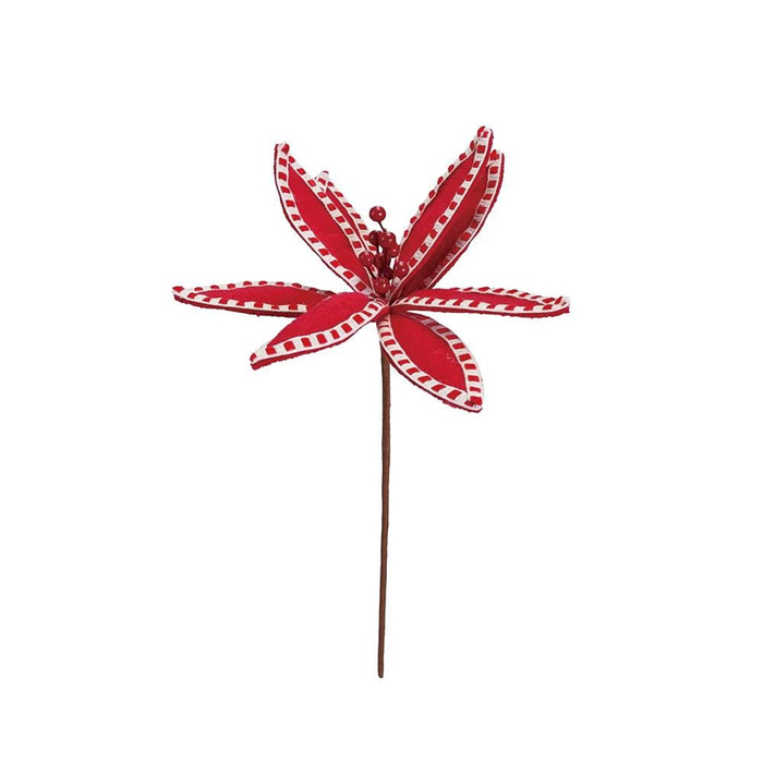 Fabric Poinsettia Pick