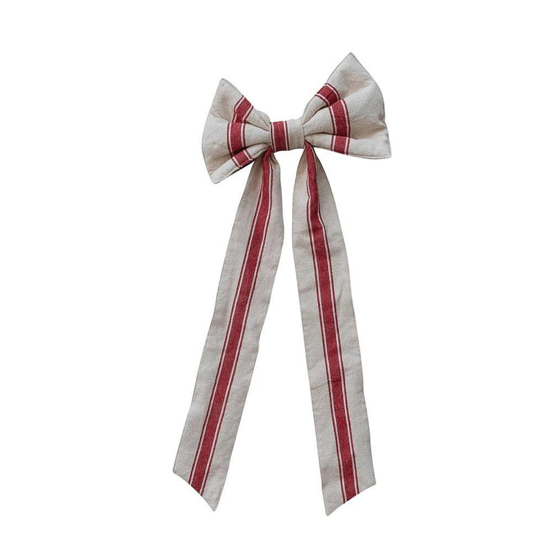 Clip On Red Stripe Bow