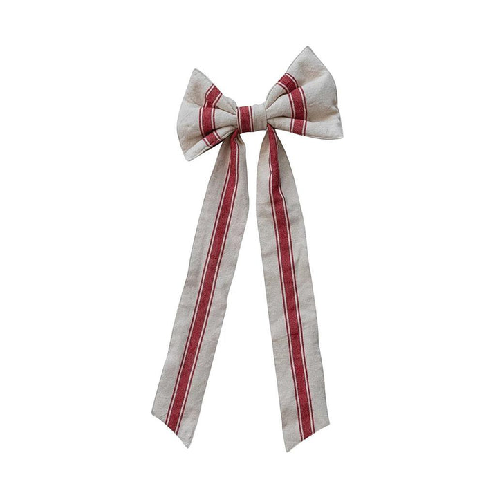 Clip On Red Stripe Bow