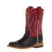 Kid`s Black Full Grain and Red Vitrio Square Toe Boot
