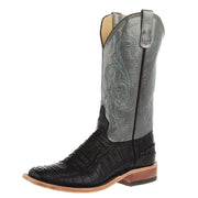 Men`s Black Hornback Caiman Vamp 13In Gunmetal Kidskin Top Boot