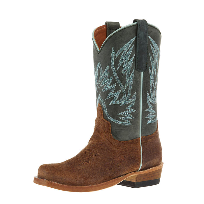 Kid`s Tobacco Old Suede and Emerald Sierra Cutter Toe Boot