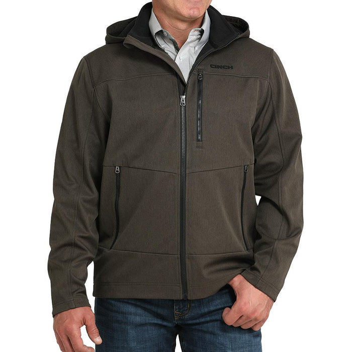 Men's Olive Hooded Softshell Jacket