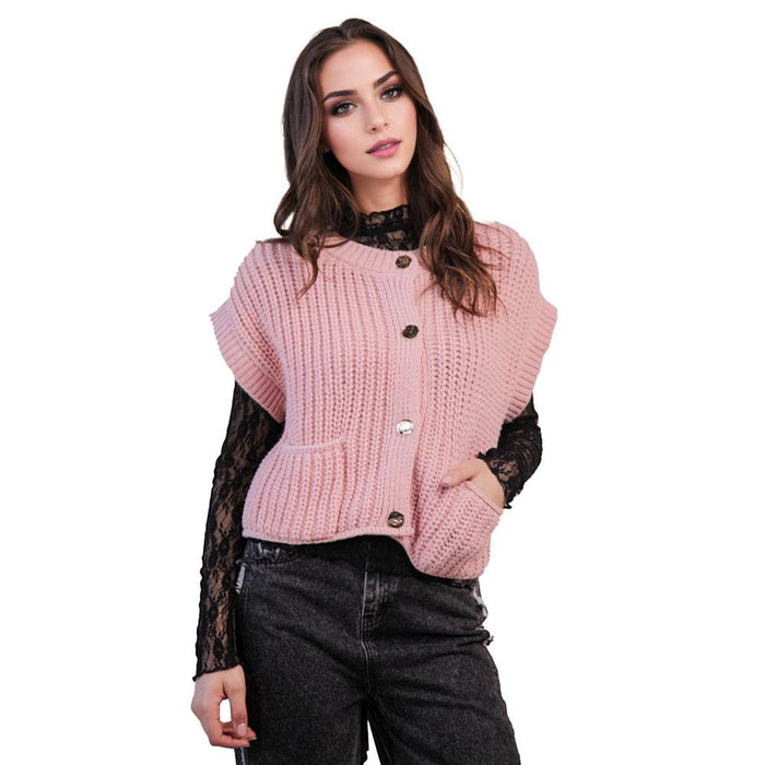 Women's Blush Oversized Button Sweater Top