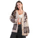 Women's Taupe Oversized Western Graphic Cardigan