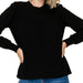 Women's Black Keyhole Button Back Top