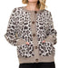 Women's Mocha Leopard Jacquard Cardigan