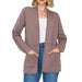 Women's Dark Mocha Stitched Trim Open Sweater