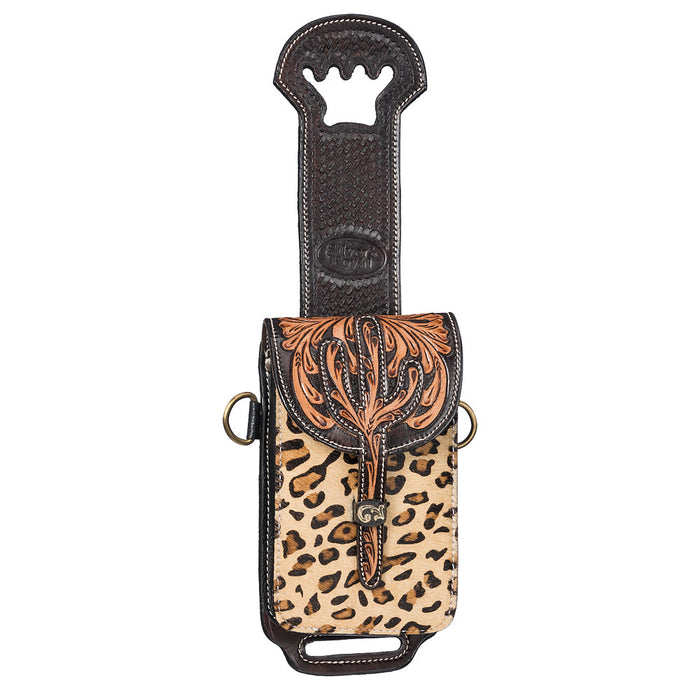 Leopard Leather Rear Cinch Bag