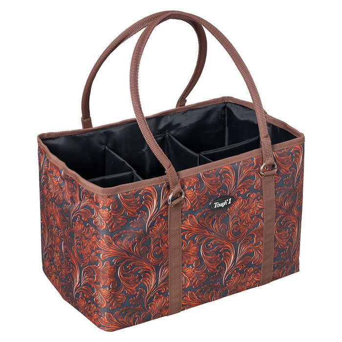 Tooled Leather Deluxe Collapsible Tote Bag