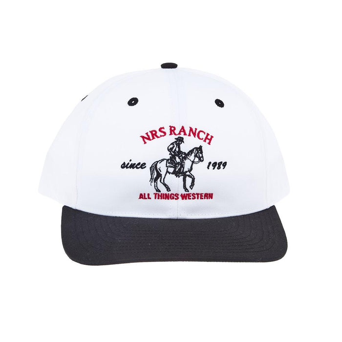 White & Black Embroidered Cowboy Cap