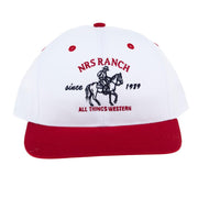 White & Red Embroidered Cowboy Cap