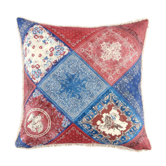 Patchwork Bandana Teddy Backed Pillow