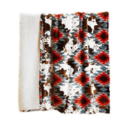 Southwest Cowhide Plush Sherpa Throw