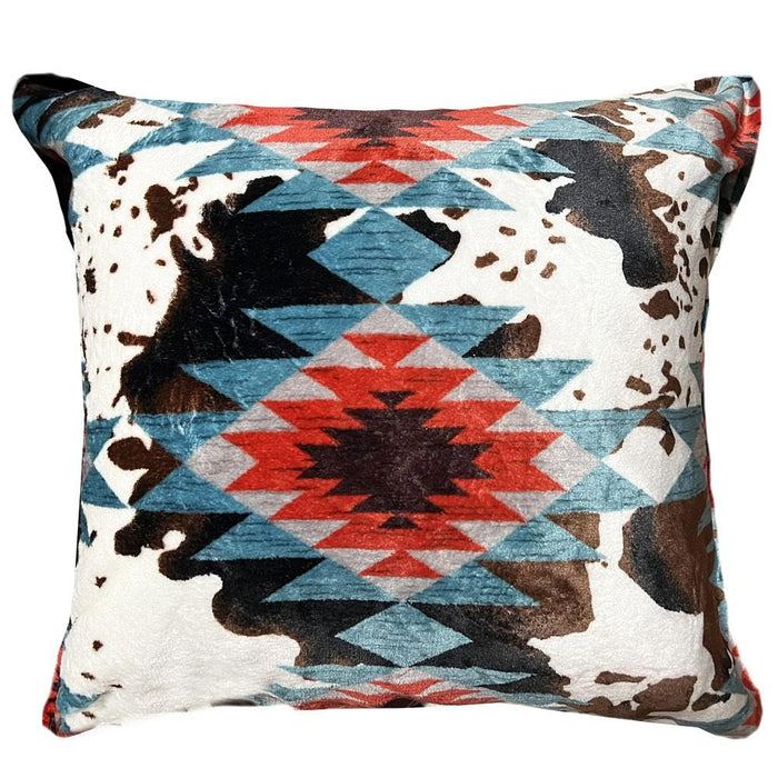 Southwest Cowhide Plush Sherpa Pillow
