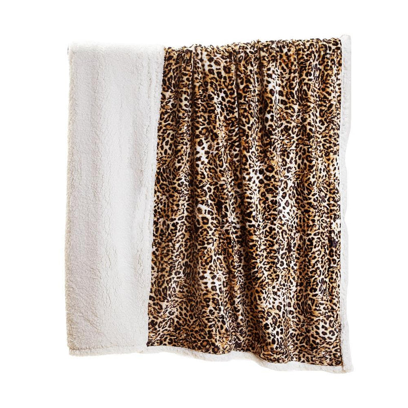 Leopard Plush Sherpa Large Throw Blanket