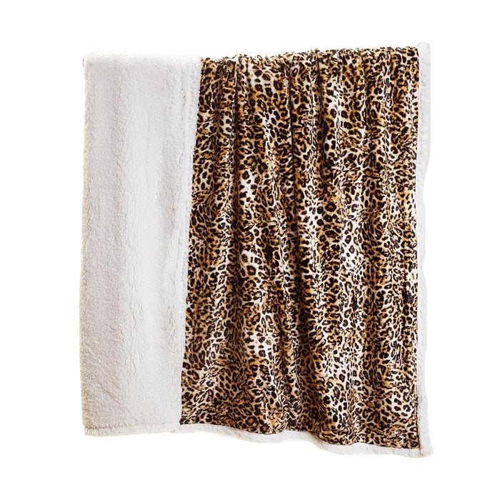 Leopard Plush Sherpa Large Throw Blanket