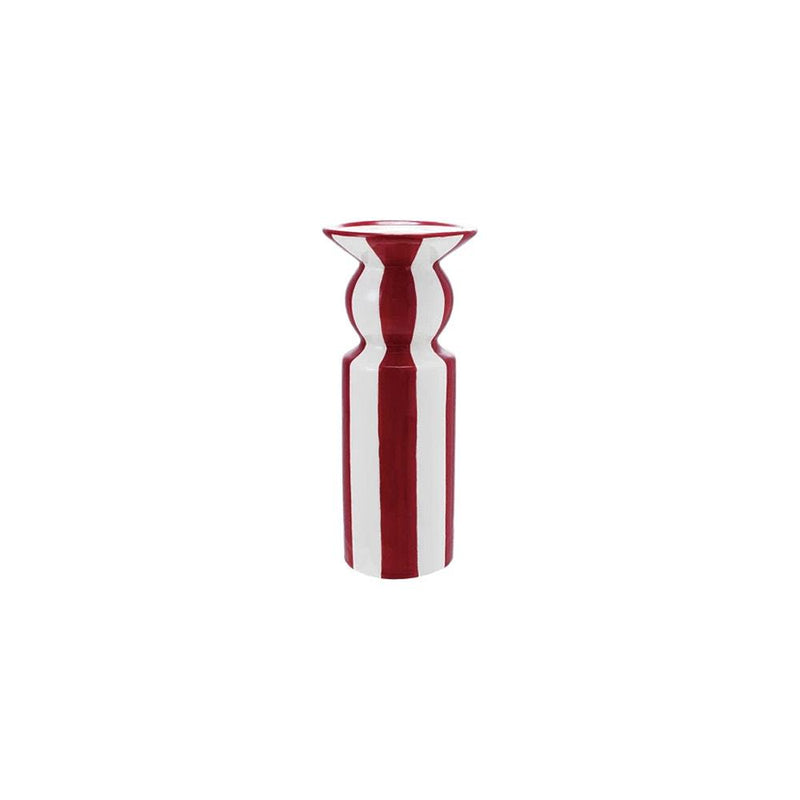 Large Red & White Taper Candle Holder
