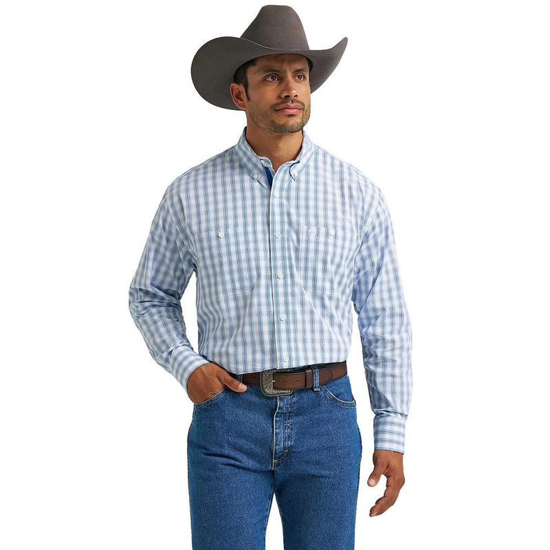 Men's George Strait Blue Plaid Shirt
