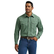 Men's Blue Plaid Wrinkle Resist Shirt