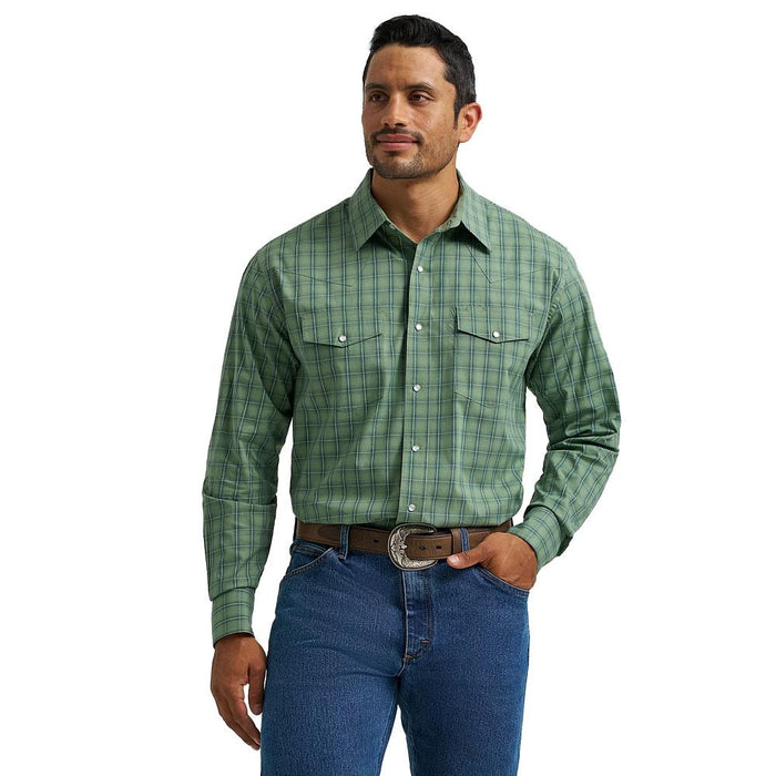 Men's Blue Plaid Wrinkle Resist Shirt