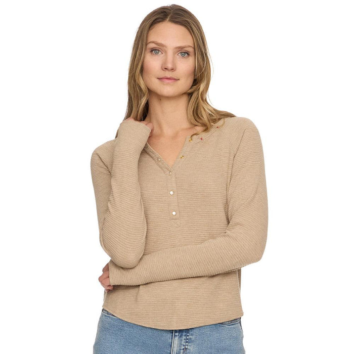 Women's Sand Cambria Embroidered Henley
