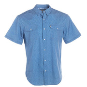 Men's Dusty Blue Geo Short Sleeve Snap Shirt