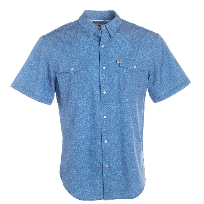 Men's Dusty Blue Geo Short Sleeve Snap Shirt