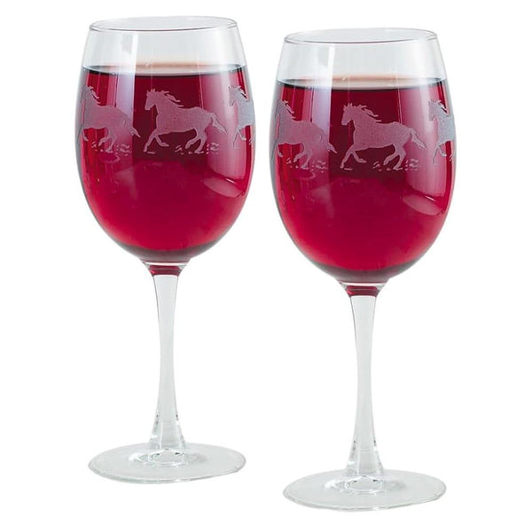Galloping Horses 12oz White Wine Glass